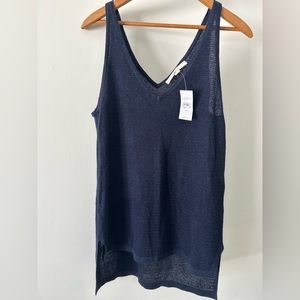 NWT LOFT Woven Blue Tank Top Sweater Size M